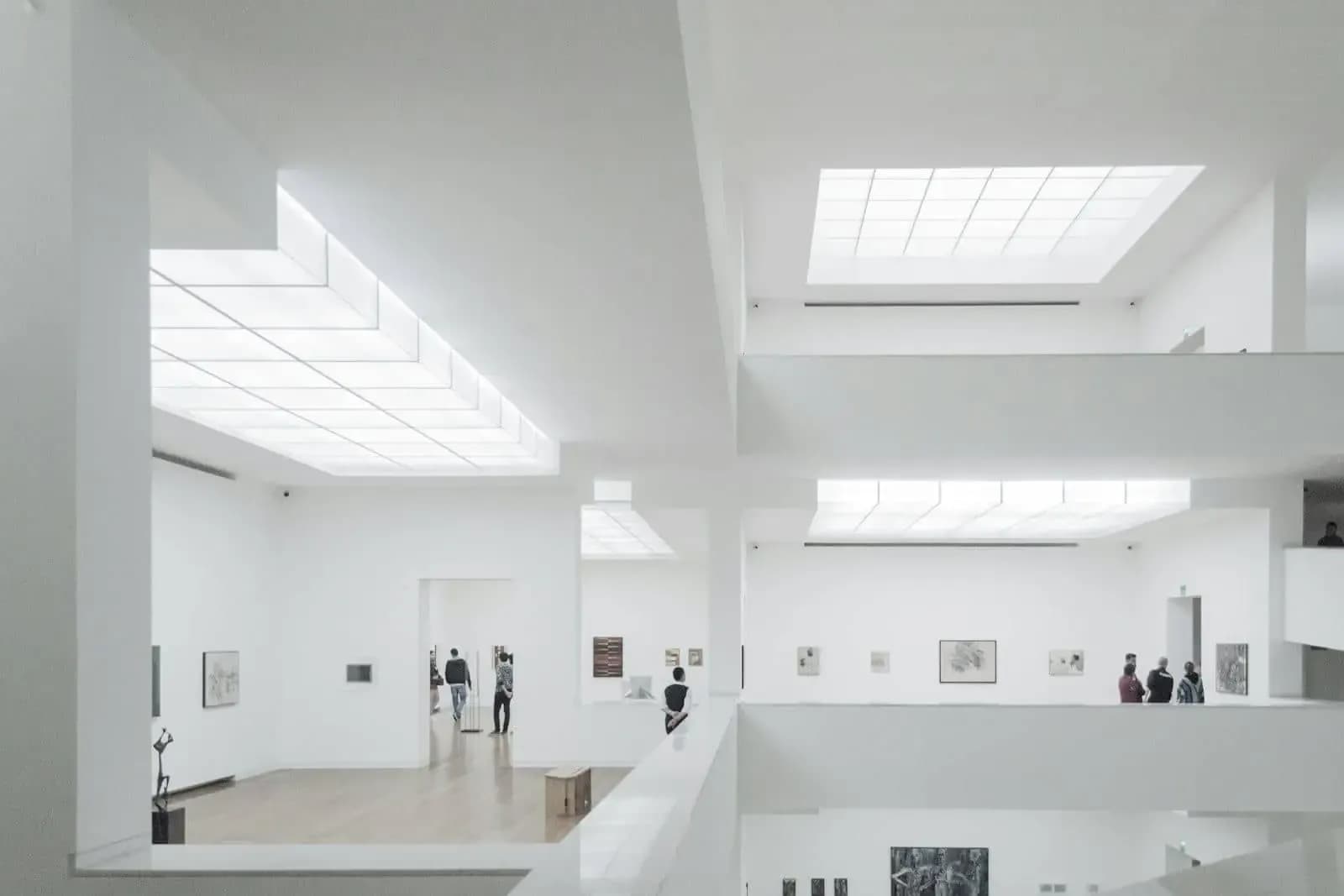 Bright interior of the Iberê Camargo Museum in Porto Alegre, Brazil