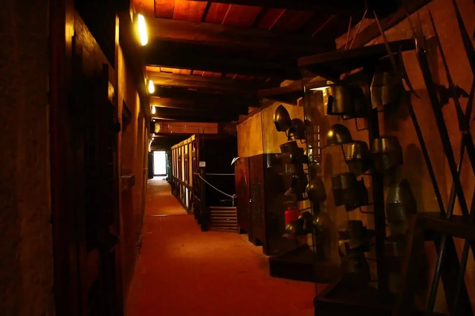 Armoury hall with medieval armour in a Prague castle
